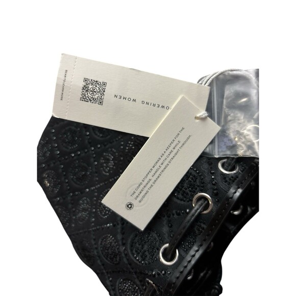 Tory Burch Mini T-Monogram Hot Fix Jacquard Top Handle Bucket In Black New - Picture 4 of 9